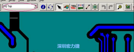 如果圖形像下圖一樣無法顯示鉆孔，只須圖（186）將紅色圈住的活動層改為當前顯示層即可。