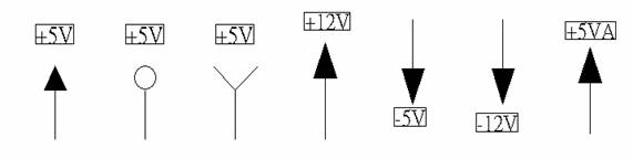 電源符號(hào)有下列幾種，可使用鍵盤(pán) [Ctrl + Tab] 鍵切換：